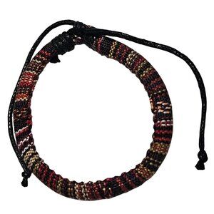 Handwoven Colorful Thread Bracelet Adjustable Black Tie Closure Boho Unisex